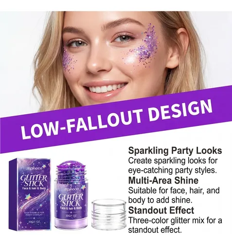 Maquillaje Brillante Barra Glitter Rostro Cuerpo Fiesta