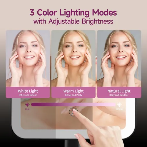 Espejo De Maquillaje Funtouch Con Luz Led 10x Negro