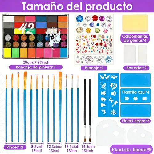 Kit Maquillaje Pintura Cara Pintacaritas Pintura Corporal Ac