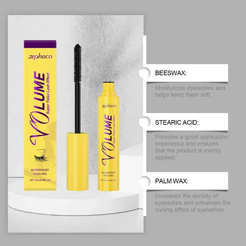 Máscara Zephoco Black, Rizada Y Larga De Forma Natural, A Pr