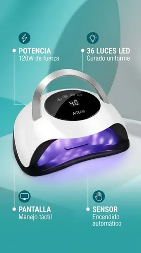 Cabina Uñas Lampara Uv Led 120w 36 Luces Profesional Secado