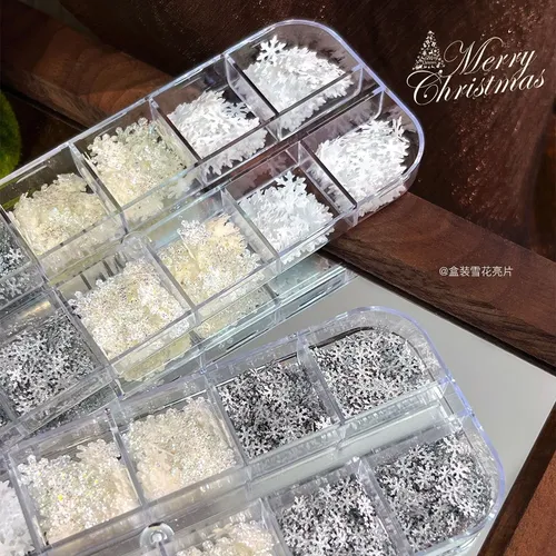 Calcomanías De Uñas Con Purpurina De Nieve, Pack De 3 Cajas