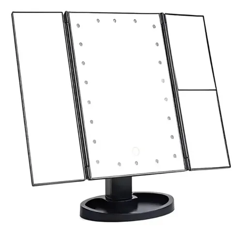 Espejo Triple Maquillaje Tocador Luz Led 3 Tonos C/ Aumento