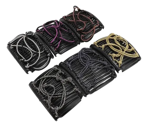 Pinza Elástica Para Cabello Con Doble Peine, 6 Piezas