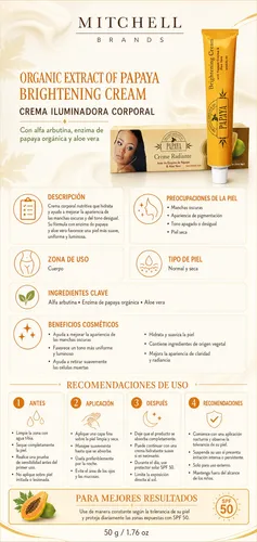 Crema Aclarante Orgánica Papaya Piel Luminosa Manchas Rostro Normal A Seca Noche