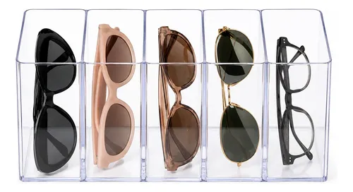Organizador Brochas Maquillaje Gafas Acrílico 5 Divisiones