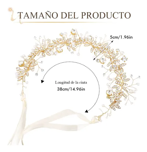 Tocado Novia Oro Cabello Pedreria Accesorios Tiara Diadem /s