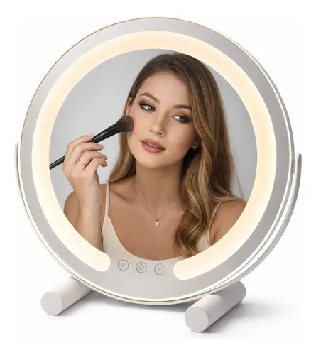 Espejo De Maquillaje Touch Led Dimmer Usb 30cm 360° 3 Luces
