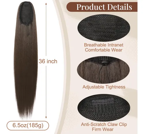 Extension De Cabello Cola De Caballo 91cm Black Brown