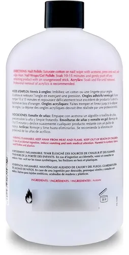 Removedor De Uñas Acetona Pura 16 Oz  Profesional