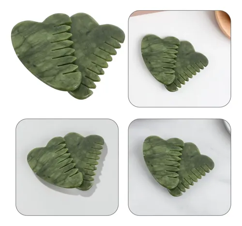 2 Cepillos Gua Sha Piedras Masaje Cabello Jade