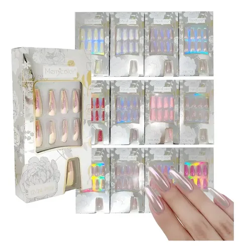 Uñas Postizas Press On Pegatinas Ballerinas Tips Colores 9