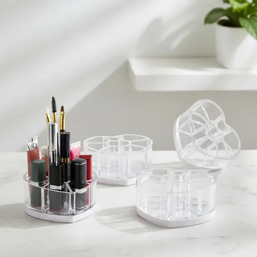 Exhibidor Maquillajes Organizador Acrilico Corazon Caja