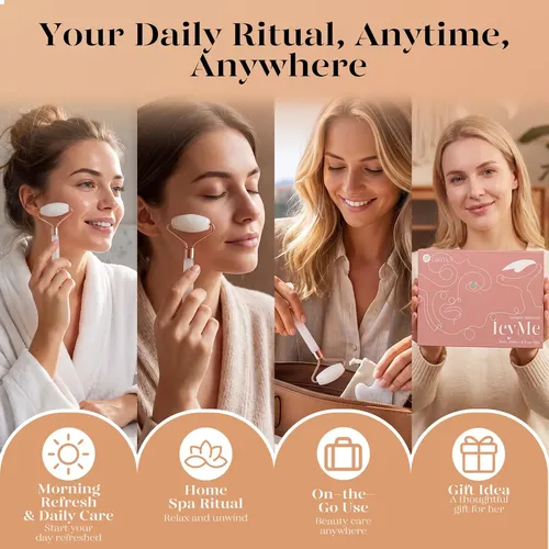 Set Masajeador Facial Baimei Jade Roller Y Gua Sha Blanco