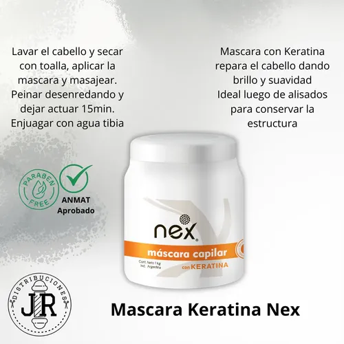 Tratamiento Mascara Keratina Nex 1kg Restructura Fortalece