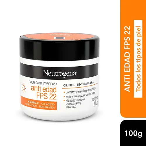 Crema Facial Neutrogena Intensive Antiedad Fps 22 100gr Momento de aplicación Día Tipo de piel Todo tipo