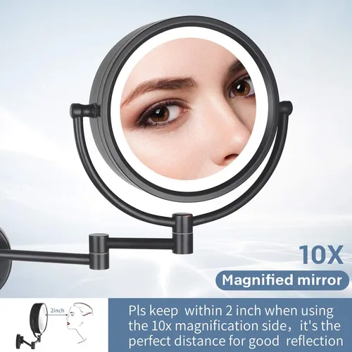Espejo De Maquillaje De Pared Con Luz Y Aumento 10x Dowry