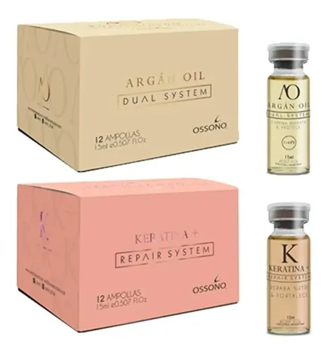 Ampollas De Ossono Argan Y Keratina 12u X Caja Combo X2u
