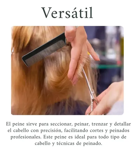 Peine Carbono Profesional Punta Metal Eurostil Negro