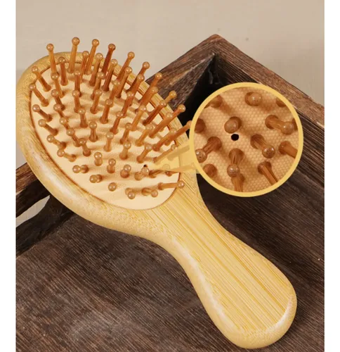 Cepillo De Pelo Masajeador De Madera Portátil 1pc