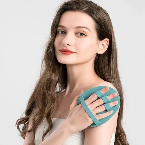Guante Exfoliante Silicona Verde Eucalipto Para Piel Seca