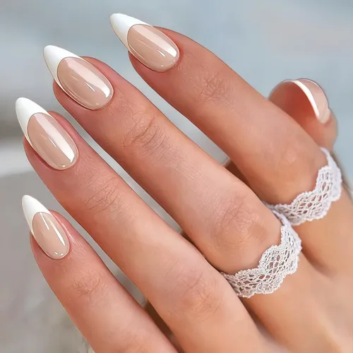 Uñas Postizas Cromadas Sxvme French Nude 24 Piezas