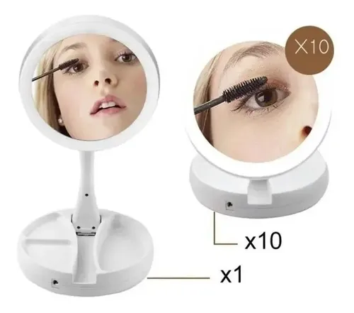 Espejo Con Luz Led, Para Maquillaje Y Ver Los Puntos Negros