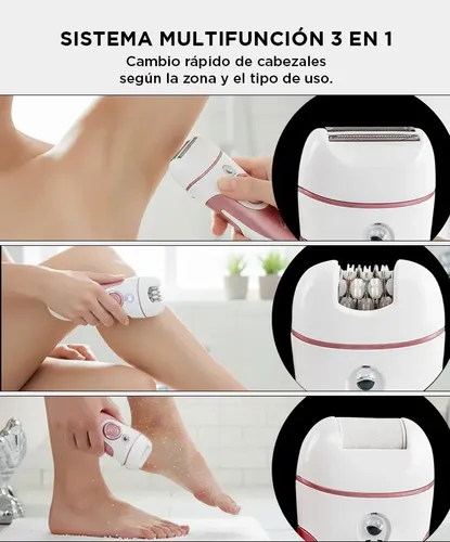 Gadnic Depiladora Eléctrica Gadnic 4 En 1 Recargable Cabezas Intercambiables Luz Led Velocidades Ajustables