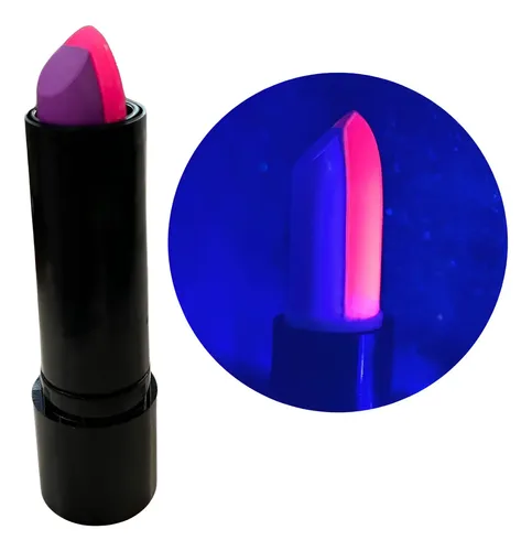 Labial Bicolor Fluo Glow Pinta Cara Maquillaj Brilla Luz Uv Color Fucsia – Violeta