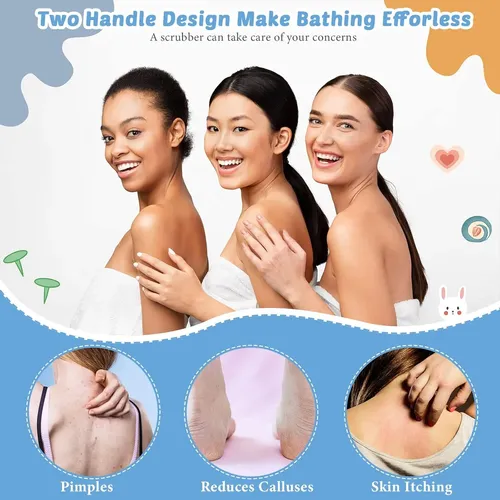 Set 4 Exfoliantes Ducha Guantes Toallón Gris Y Azul
