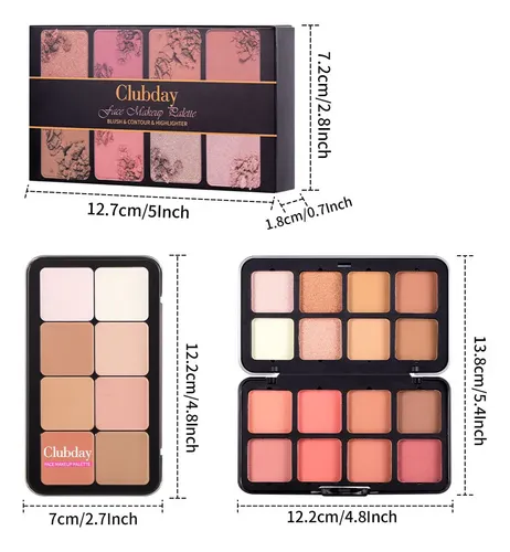 Paleta De Maquillaje De Contorno Con Iluminador De Rubor De  C004-003m