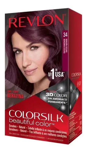 Kit Tintura Revlon Colorsilk Beautiful Color Con Keratina tono 034 borgoña oscuro