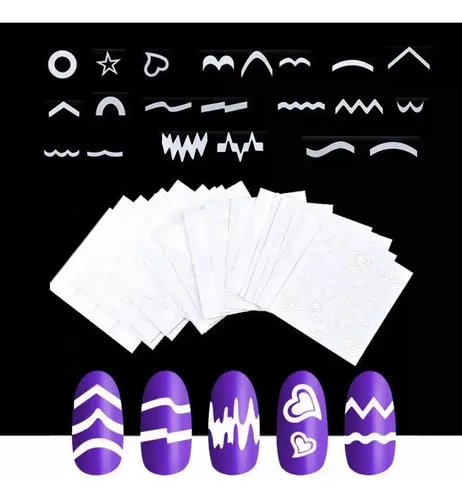 Stickers X12 Para Uñas Francesitas Dibujos Surtidos Deco