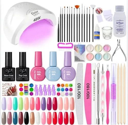 Kit Profesional Completo Uñas Soft Gel Con Cabina 48w Led Uv
