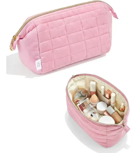Bolsa De Maquillaje Acudrada Ms. Pen Rosa Puff Con Cierre