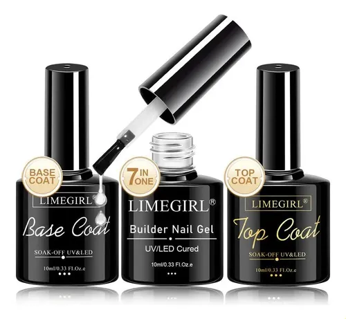 Kit De Uñas Con Capa Base Hinchable Y Topcoat 3pz 10 Mi