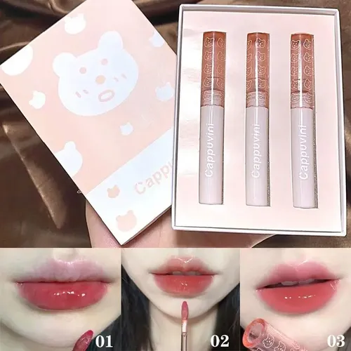Set X3 Labiales Con Cajita Lip Bear Tint Juice Cappuvini