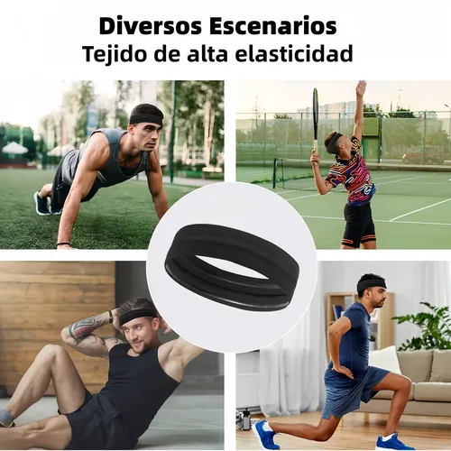 4 Cintas Elásticas Deportivas Para La Cabeza Negro |       Rayas Negro