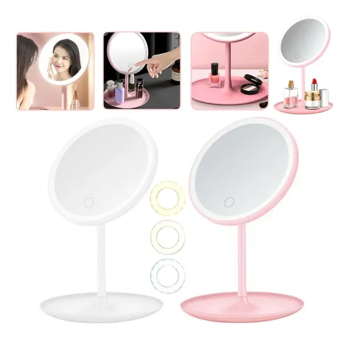Espejo de Maquillaje Círculo Luz LED Beautifull 3 Temperaturas USB 30cm