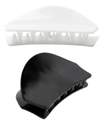 Broche Pelo Prensa Diseño Liso Negro Blanco Pack 12 Unidades