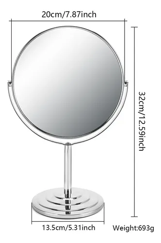 Espejo De Maquillaje De Alta Definición De Doble Cara Plateado
