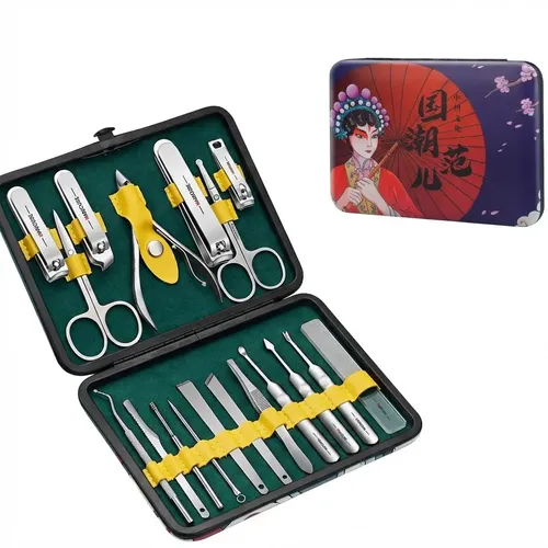 J Set De Manicura De Acero Inoxidable 18 Piezas Estilo J