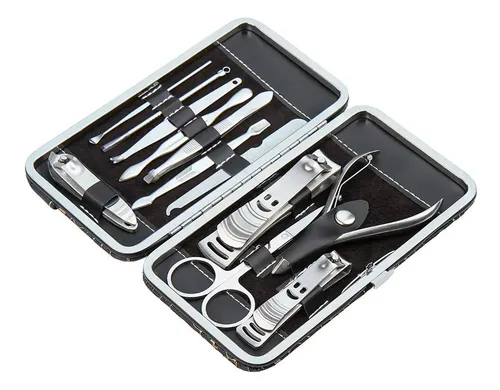 Set Manicure Pedicure 12 Piezas Acero Inoxidable Con Estuche