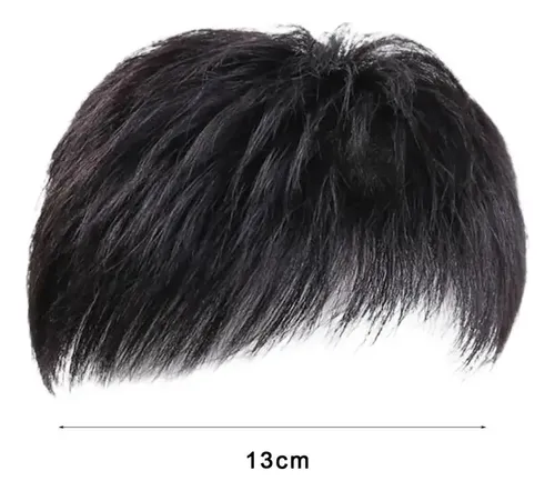 Peluca Corta Lisa Con Flequillo Para Hombre