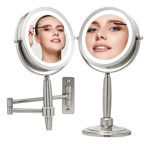 Espejo De Maquillaje Ovente De 18 Cm Iluminado Con Aumento D