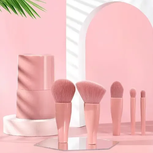 Set De Brochas De Maquillaje Portátil De 5 Barriles Para Som