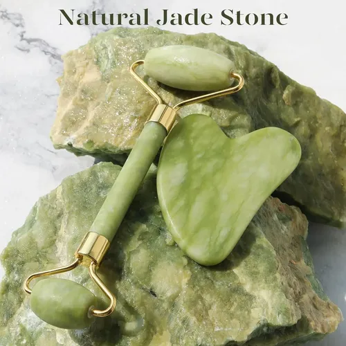 Set Rodillo Jade Y Gua Sha Facial Antirrojeces