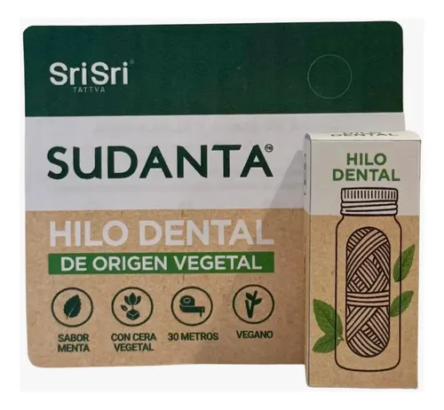 Hilo Dental Sudanta 30 Metros. Origen Vegetal. Sabor Menta Menta