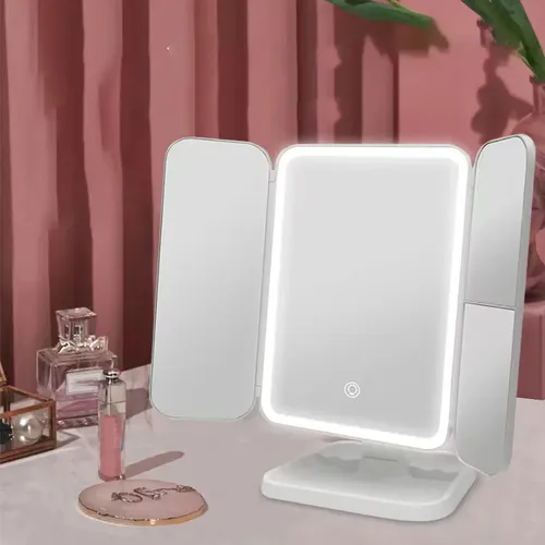 Espejo De Maquillaje Led 3 Modos De Luces Regulable Blanco