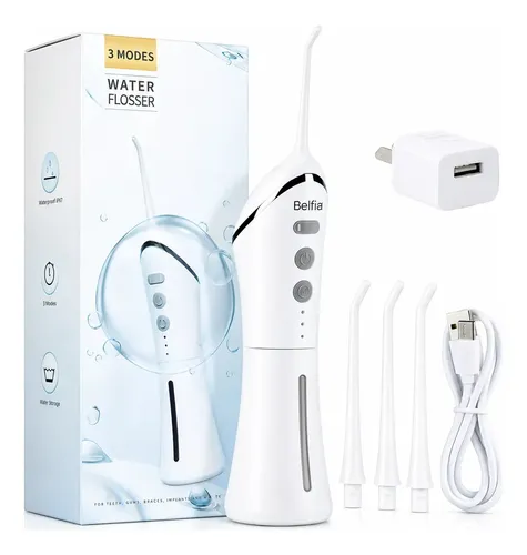 Irrigador Bucal Ducha Dental Belfia HF1 Water Flosser Hilo Dental Portátil Para Brackets Ortodoncia Implantes Gingivitis Sarro Encías Limpieza Oral Profunda